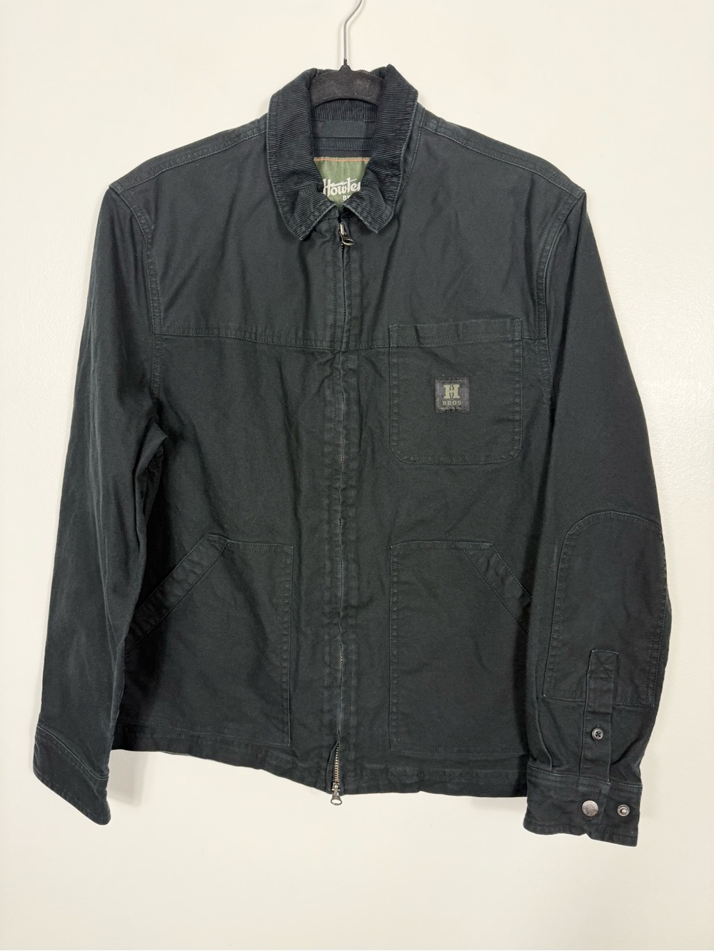 Howler Bros Black Canvas Zip-up cotton corduroy collar jacket small
